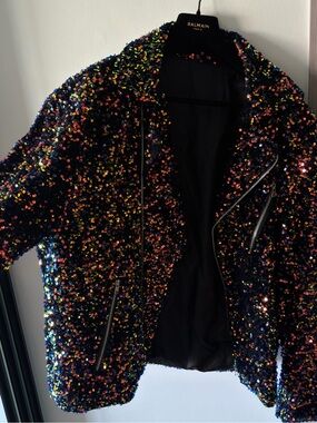 Navy Sequin Zip Jacket for Fesitivals